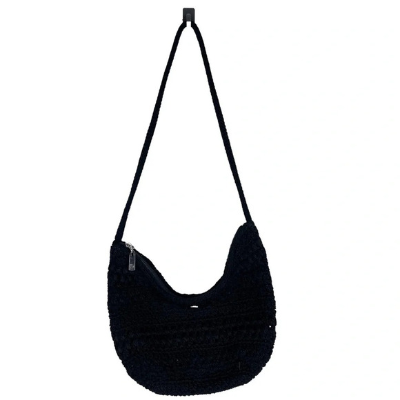THE SAK Black Macramé Shoulder Bag full top zip - Picture 7 of 7